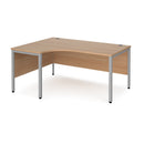 Dams Maestro 25 ergonomic desk with bench leg in beech wood finish, shown from left side with black frame and sturdy design