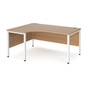 Dams Maestro 25 ergonomic desk with bench leg in beech wood finish, shown from the left side with a black frame and sleek design.