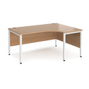 Dams Maestro 25 ergonomic desk with bench leg in beech wood, shown from the left side with black finish and modern design