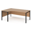 Dams Maestro 25 ergonomic desk with bench leg in beech finish, shown from left side, featuring a spacious workspace and sturdy construction.
