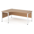 Dams Maestro 25 ergonomic desk with bench leg in beech finish, featuring a spacious work surface and left-hand black frame.