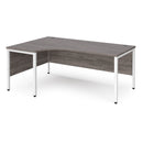 Dams Maestro 25 ergonomic desk with bench leg in grey oak finish, featuring a spacious workspace and modern design.