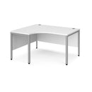 Dams Maestro 25 ergonomic white desk with a bench leg design, featuring a spacious work surface and modern style.
