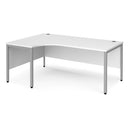 Dams Maestro 25 ergonomic white desk with bench leg, featuring a spacious work surface and modern design.