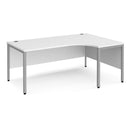 White Maestro 25 ergonomic desk with bench leg by Dams, showing a spacious workspace with a sleek, modern design.