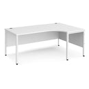 White Maestro 25 ergonomic desk with bench leg by Dams, featuring a spacious work surface and sturdy support structure.