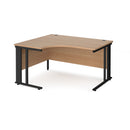 Dams Maestro 25 ergonomic desk with cable-managed leg in beech finish, shown from left side with black frame and sleek design.