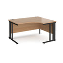 Dams Maestro 25 ergonomic desk with cable-managed leg in beech finish, featuring a spacious work surface and left-hand configuration.