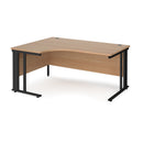 Dams Maestro 25 ergonomic desk with cable-managed leg in beech finish, featuring a left-hand black frame and spacious workspace.
