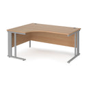 Dams Maestro 25 ergonomic desk with cable-managed leg in beech finish, featuring a left-hand black frame and spacious workspace.