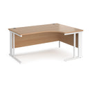 Dams Maestro 25 ergonomic desk with cable-managed leg in beech finish, shown from the left side.