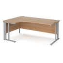 Dams Maestro 25 ergonomic desk with cable-managed leg in beech finish, left-hand configuration for organized workspace.