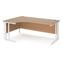 Dams Maestro 25 ergonomic desk with cable-managed leg in beech finish, featuring a spacious workspace and left-hand design.