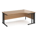 Dams Maestro 25 ergonomic desk with cable-managed leg in beech finish, featuring a spacious work surface and left-hand design.