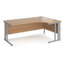 Dams Maestro 25 ergonomic desk with cable-managed leg in beech finish, shown from the left side.