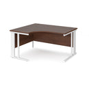 Dams Maestro 25 ergonomic walnut desk with cable-managed leg, shown from left side with black finish and modern design.