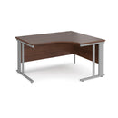 Dams Maestro 25 ergonomic desk with cable-managed walnut leg, left-hand configuration and black finish.