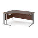 Dams Maestro 25 ergonomic desk with cable-managed leg in walnut finish, shown from left side.