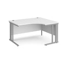 White Maestro 25 ergonomic desk with cable-managed legs by Dams, featuring a spacious work surface and modern design.
