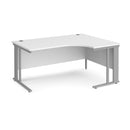 Dams Maestro 25 ergonomic white desk with cable-managed legs, featuring a spacious work surface and modern design.