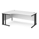 White Maestro 25 ergonomic desk with cable-managed legs by Dams, featuring a sleek design and spacious work surface.