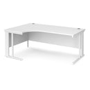 White Dams Maestro 25 ergonomic desk with cable-managed legs, modern design, and spacious work surface.