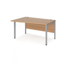 Dams Maestro 25 Wave Desk with Beech finish and bench leg, shown from left side, featuring a modern wave design and sturdy construction.