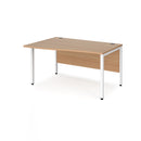 Dams Maestro 25 Wave Desk with Beech finish and bench leg, left-hand configuration, modern office furniture for workspace setup.