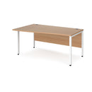 Dams Maestro 25 Wave Desk with Beech finish and bench leg, shown from the left side with a sleek, modern design.