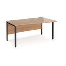 Dams Maestro 25 Wave Desk with Beech finish and Bench Leg, shown from the left side with black frame and wavy tabletop design.