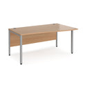 Dams Maestro 25 Wave Desk with Bench Leg in beech wood, left-hand orientation, featuring a sleek, modern workspace design