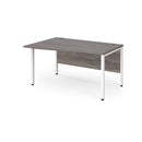 Dams Maestro 25 Wave desk with bench leg in grey oak finish, featuring a modern wave-shaped tabletop and sleek design.