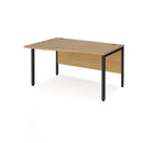 Dams Maestro 25 Wave Desk with Oak finish and bench leg, left-hand layout, showcasing modern office workspace design