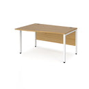 Dams Maestro 25 Wave Desk with Bench Leg in Oak, featuring a sleek black finish and modern wave design for office workspace.