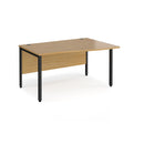 Dams Maestro 25 Wave Desk with Oak finish and bench leg, showing left-hand black frame and modern wave design.