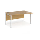 Dams Maestro 25 Wave Desk with Oak finish and bench leg, black frame, left-hand configuration for modern office workspace.