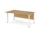 Dams Maestro 25 Wave Desk with Bench Leg in oak, left-hand configuration, modern office furniture with wave-shaped desktop design.