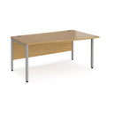 Dams Maestro 25 Wave Desk with Oak finish and bench leg, left-hand view, modern office furniture with wavy design