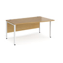 Dams Maestro 25 Wave Desk with Oak finish and bench leg, left-hand configuration, modern office furniture style.
