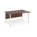 Dams Maestro 25 Wave Desk with Walnut finish and bench leg, left-hand configuration, modern office furniture with sleek design.