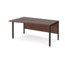 Walnut Dams Maestro 25 Wave Desk with bench leg, left-hand configuration, showcasing a sleek modern office workspace.