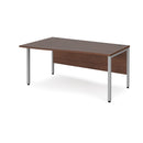 Dams Maestro 25 Wave Desk with Walnut finish and bench leg, featuring a sleek black frame and a modern wave design.