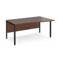 Walnut Maestro 25 Wave Desk with Bench Leg by Dams, featuring a sleek, modern design and curved wave shape, left-hand arrangement.