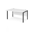 White Maestro 25 Wave Desk with bench leg by Dams, showcasing smooth wave-shaped surface and sturdy white leg design.