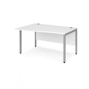 Dams Maestro 25 Wave desk with bench leg in white, featuring a modern wave-shaped desktop and sturdy metal legs.