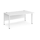White Maestro 25 Wave desk with bench leg by Dams, featuring a modern curved design and sturdy construction.