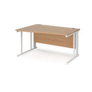 Dams Maestro 25 Wave Desk with cable-managed leg in beech finish, left-hand configuration, modern office furniture design