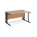 Dams Maestro 25 Wave Desk with cable-managed leg in beech finish, featuring a sleek, modern design and left-hand configuration.