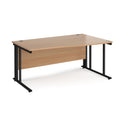 Dams Maestro 25 Wave Desk with cable-managed leg in beech finish, left-hand configuration, modern office workspace furniture