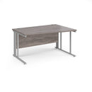 Dams Maestro 25 Wave Desk in Grey Oak with cable-managed leg, featuring a modern wave-shaped tabletop for stylish office workspace.